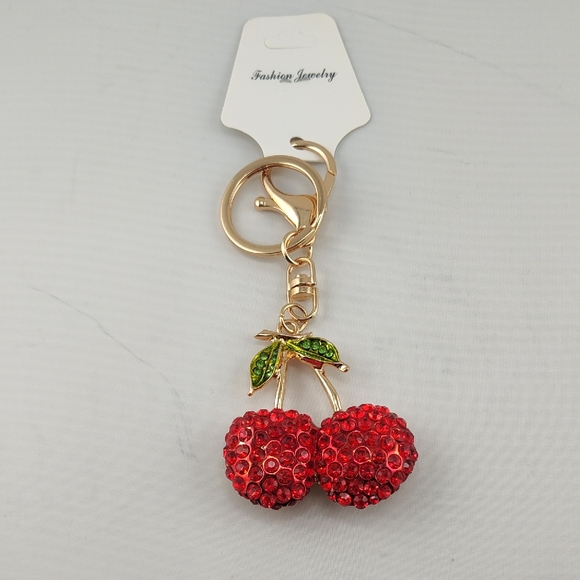Sparkling Red Cherry Bag Charm - Picture 1 of 3